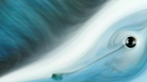 Organic cellular blue ink pattern with dark green yellow blob pushed out Stock Footage 269030316