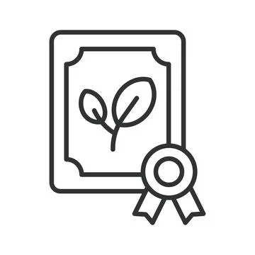 Organic certification and eco-friendly quality icon in line design. Organic Stock Illustration