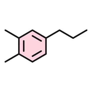 Organic chemical molecule structure with benzene ring Stock Illustration