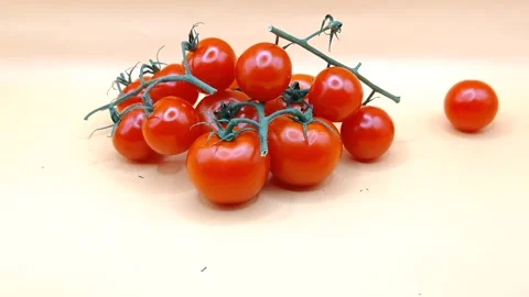 Organic cherry tomatoes on a white background Video stock 334001627