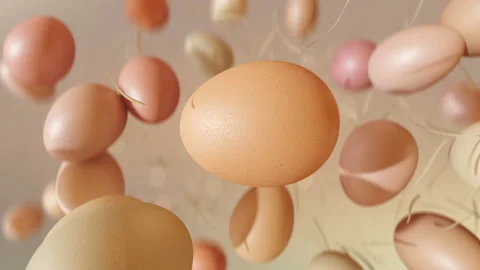 Organic chicken eggs jumping in slow motion 4K Video stock 149286947