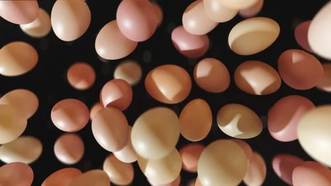 Organic chicken eggs jumping in slow motion 4K Stock Footage 149287357