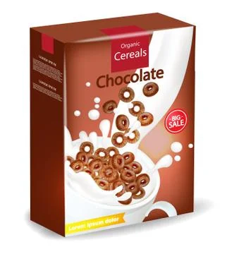 Organic Chocolate cereals package Vector realistic mock up. Product placement Stockillustratie