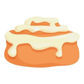 Organic cinnamon roll bun icon cartoon vector. Pastry food Stock Illustration