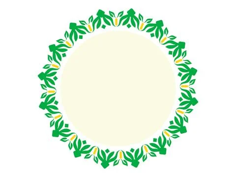 Organic Circular Frame Border Adorned with Lush Green Leaves Perfect for Na.. Stock Illustration