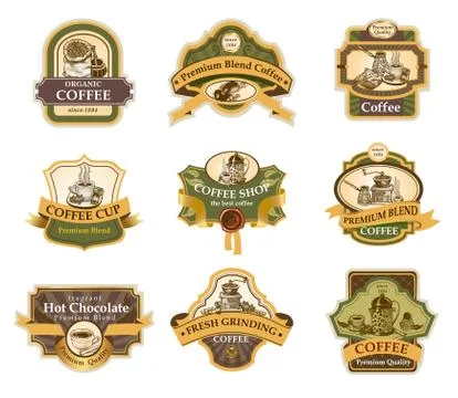 Organic Coffee labels set. Stock Illustration