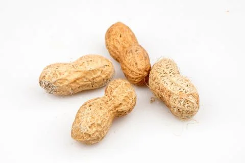 Organic composition from nuts on the white isolated background Foto stock