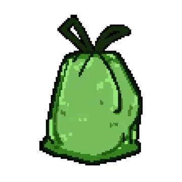 Organic compostable trash bag pixel art vector illustration Stock Illustration