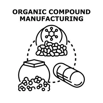 Organic compound manufacturing process producing chemical substances Stock Illustration