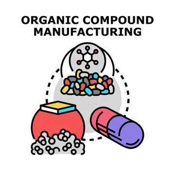 Organic compound manufacturing process producing chemical substances Stock Illustration