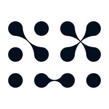 Organic connect pattern with metaball molecules. Geometric blob shapes and .. Illustrazione stock