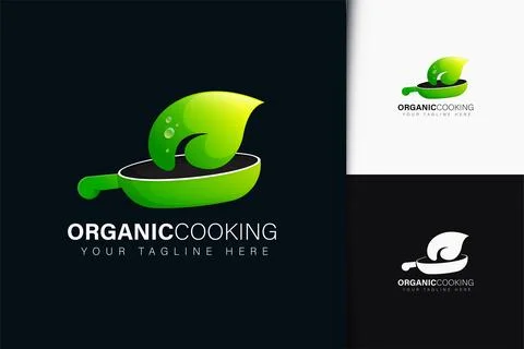 Organic cooking logo design with gradient Stock Illustration