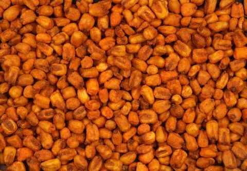 Organic corn nuts with sauce. For texture or background. Foto stock