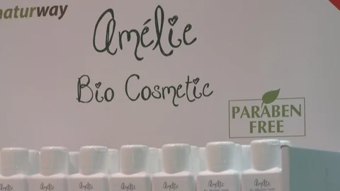 Organic cosmetics stall in store Stock Footage 88435709