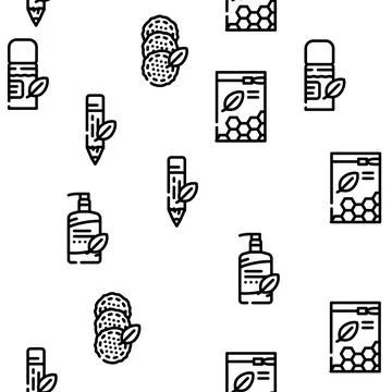 Organic Cosmetics Vector Seamless Pattern Stock Illustration