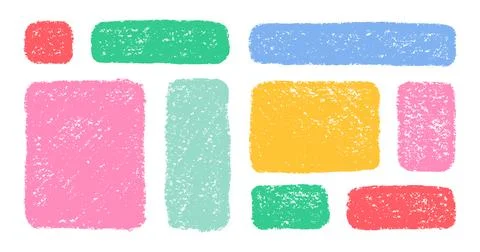 Organic Crayon Rectangle Frame Shapes Set. Hand Drawn Abstract Vector Fluid Illustrazione stock