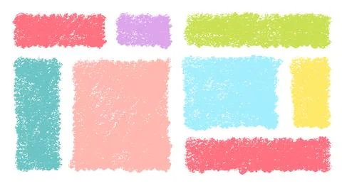 Organic Crayon Rectangle Frame Shapes Set. Hand Drawn Abstract Vector Fluid Stock Illustration