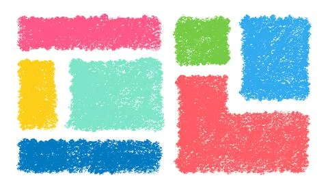 Organic Crayon Rectangle Frame Shapes Set. Hand Drawn Abstract Vector Fluid Stock-Illustration