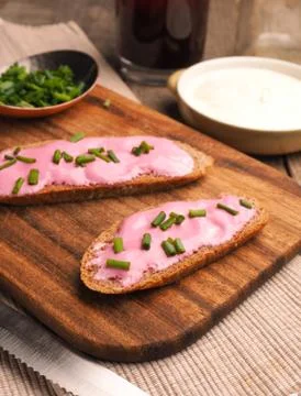 Organic curd with beetroot Stock Photos