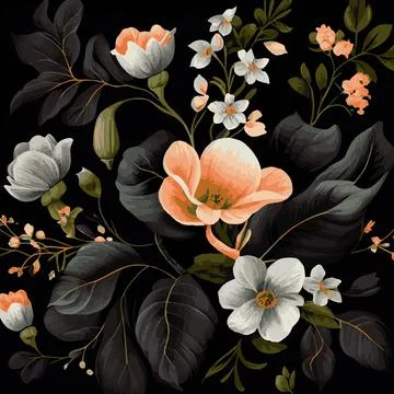 Organic dark floral texture pattern background - Vector Illustrazione stock