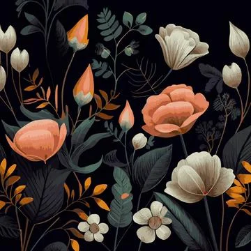 Organic dark floral texture pattern background - Vector Illustrazione stock