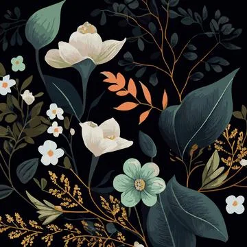 Organic dark floral texture pattern background - Vector Stock Illustration