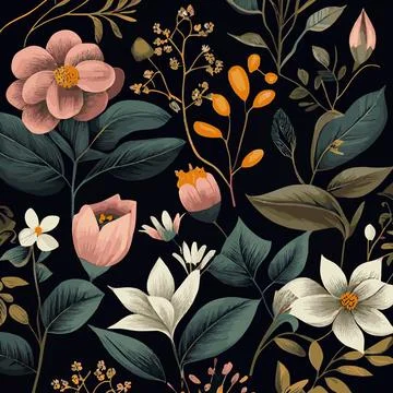 Organic dark floral texture pattern background - Vector Illustrazione stock