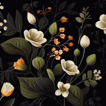Organic dark floral texture pattern background - Vector Stock Illustration