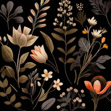 Organic dark floral texture pattern background - Vector Illustrazione stock
