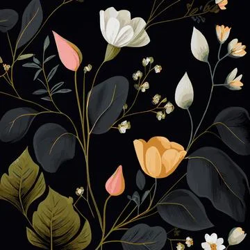 Organic dark floral texture pattern background - Vector Stockillustratie