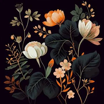Organic dark floral texture pattern background - Vector Illustrazione stock