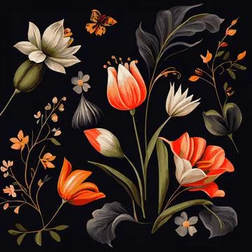 Organic dark floral texture pattern background - Vector Illustrazione stock