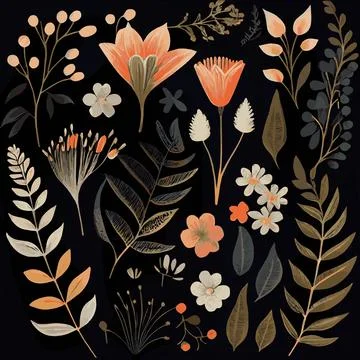 Organic dark floral texture pattern background - Vector Illustrazione stock
