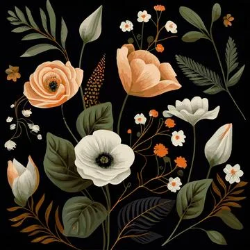 Organic dark floral texture pattern background - Vector Illustrazione stock