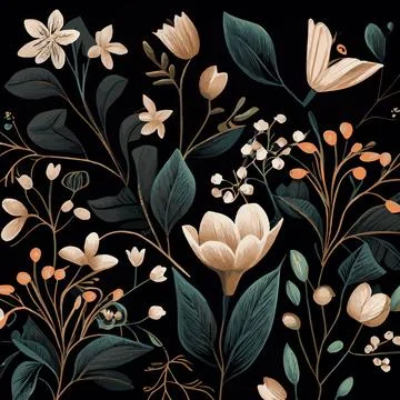 Organic dark floral texture pattern background - Vector Stock Illustration