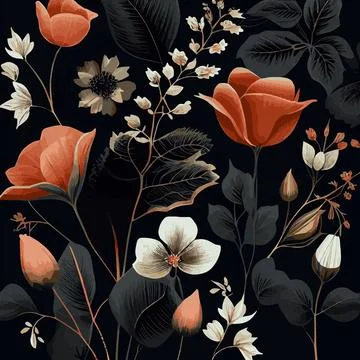 Organic dark floral texture pattern background - Vector Illustrazione stock