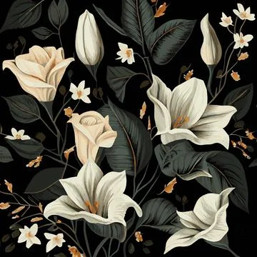 Organic dark floral texture pattern background - Vector Illustrazione stock