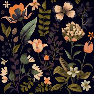 Organic dark floral texture pattern background - Vector Stock Illustration