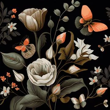 Organic dark floral texture pattern background - Vector Stock Illustration