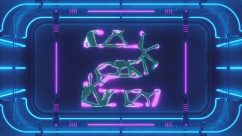 Organic Digit 2 3D Printed in Neon Bath Stock Footage 252640286
