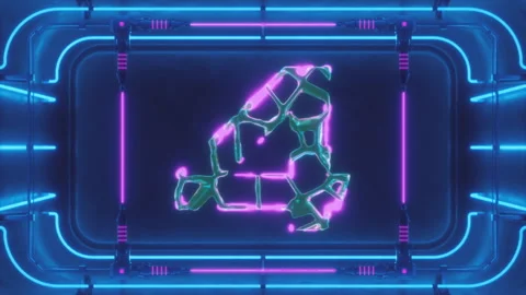 Organic Digit 4 3D Printed in Neon Bath Stock Footage 252640701