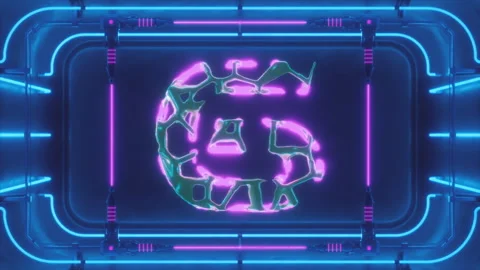 Organic Digit 6 3D Printed in Neon Bath Stock Footage 252640918