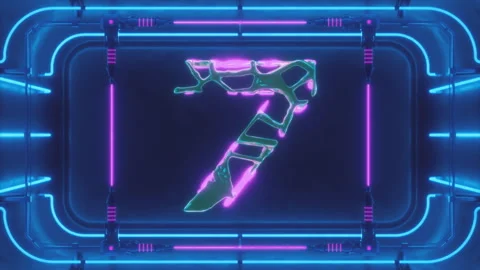 Organic Digit 7 3D Printed in Neon Bath Stock Footage 252641139
