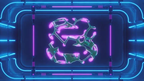 Organic Digit 8 3D Printed in Neon Bath Stock Footage 252641276