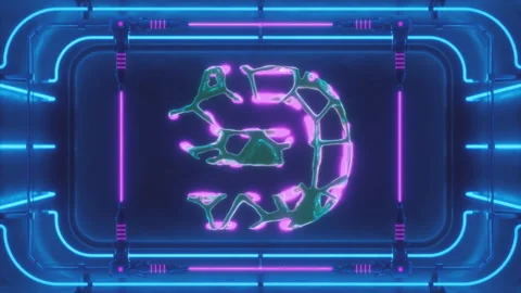 Organic Digit 9 3D Printed in Neon Bath Stock Footage 252641323