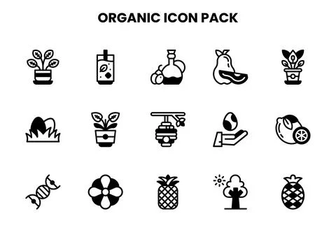 Organic DuoTone Vector Icons Pack Stock Illustration