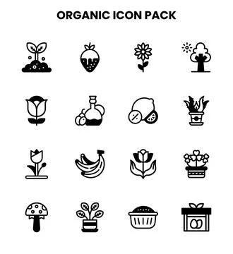 Organic DuoTone Vector Icons Pack Stock Illustration
