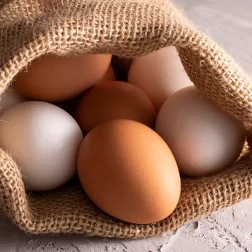 Organic easter brown and white eggs, zero waste, no plastic Stock Photos