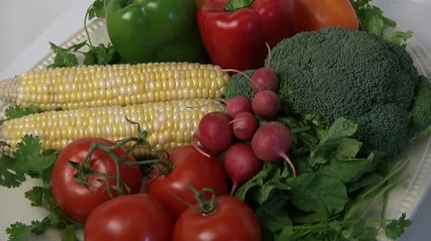 Organic farm fresh vegetables. Stock Footage
