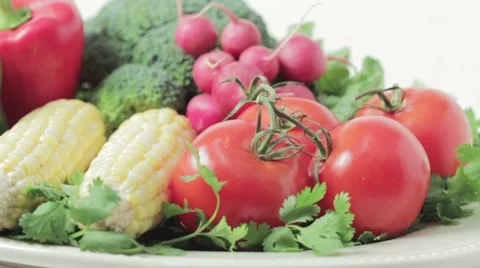 Organic farm fresh vegetables. Stock Footage